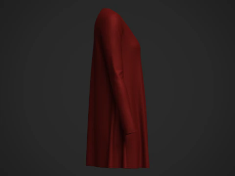 Female Neck Long Sleeve Dress 3D Model
