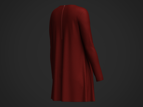 Female Neck Long Sleeve Dress Modelo 3D