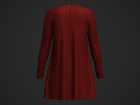 Female Neck Long Sleeve Dress Modelo 3D