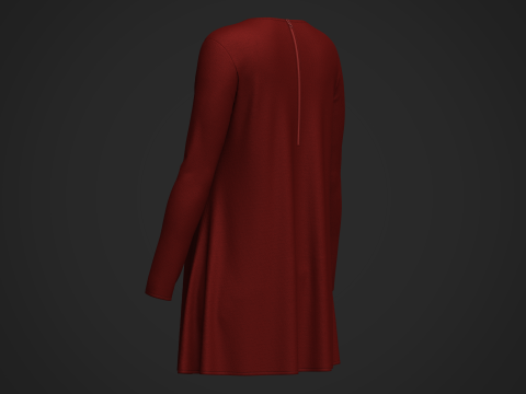 Female Neck Long Sleeve Dress Modelo 3D