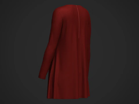 Female Neck Long Sleeve Dress 3D Model