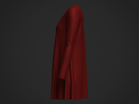 Female Neck Long Sleeve Dress Modelo 3D