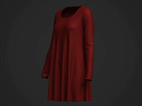 Female Neck Long Sleeve Dress Modelo 3D