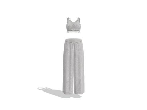 Female Top and Ruffle Wide Leg Trouser 3D Model