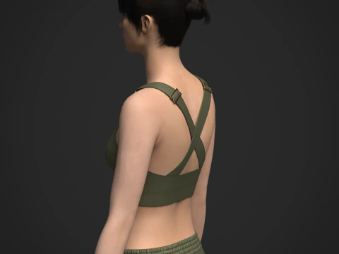 Female Top and Ruffle Wide Leg Trouser 3D Model