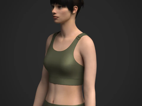 Female Top and Ruffle Wide Leg Trouser 3D Model