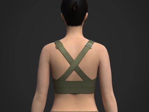 Female Top and Ruffle Wide Leg Trouser 3D Model