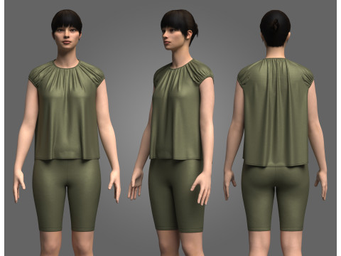 Female Volume Blouse And Legging Model 3D