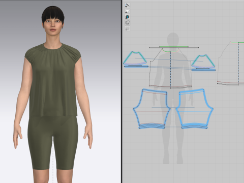 Female Volume Blouse And Legging 3D Model