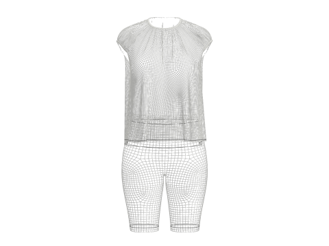 Female Volume Blouse And Legging 3D Model