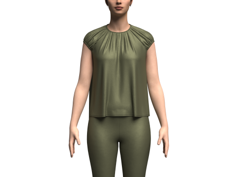 Female Volume Blouse And Legging 3D Model