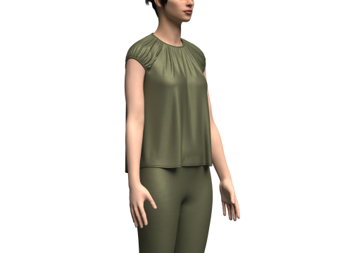 Female Volume Blouse And Legging 3D Model