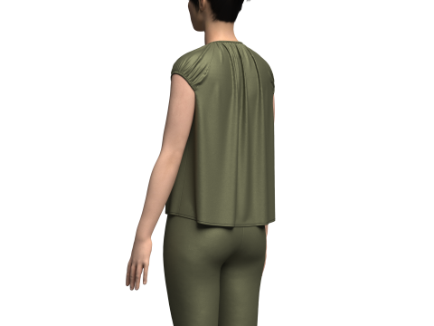 Female Volume Blouse And Legging 3D Model