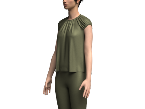 Female Volume Blouse And Legging 3D Model