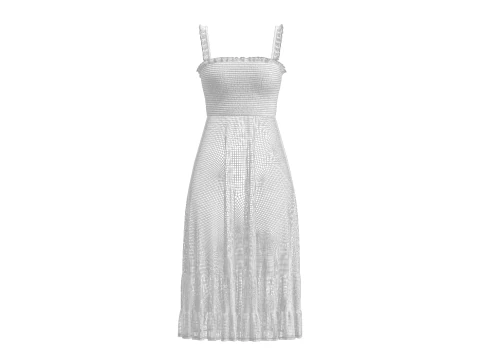 Vestido Smocked Feminino Modelo 3D