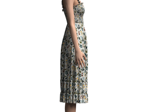 Female Smocked Dress Modelo 3D