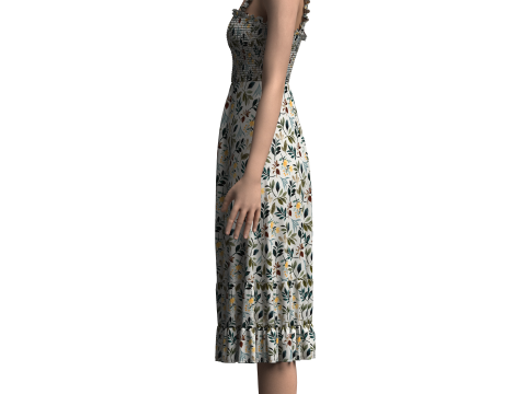 Female Smocked Dress Modelo 3D