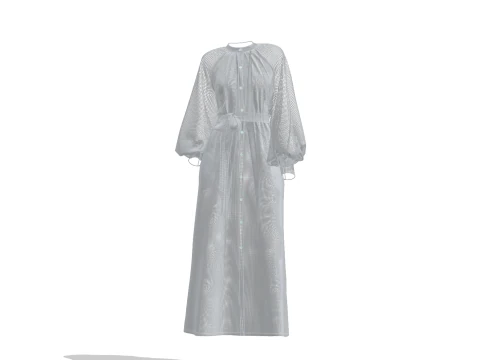 Female Everyday Stripe Maxi Shirt Dress 3D Model