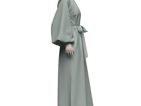 Female Everyday Stripe Maxi Shirt Dress 3D Model