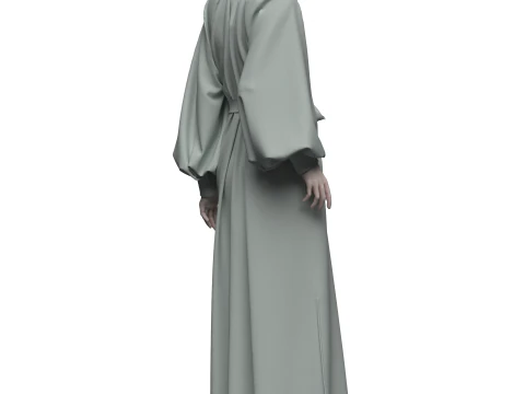 Female Everyday Stripe Maxi Shirt Dress 3D Model