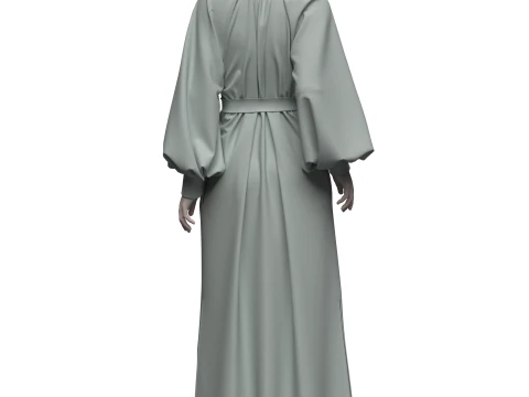 Female Everyday Stripe Maxi Shirt Dress 3D Model