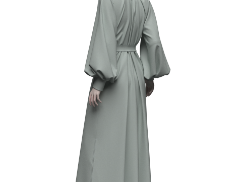 Female Everyday Stripe Maxi Shirt Dress 3D Модель