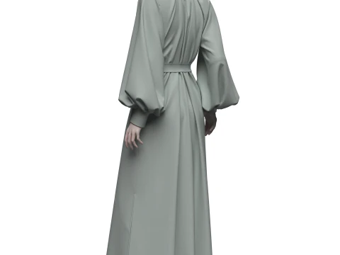 Female Everyday Stripe Maxi Shirt Dress 3D Model