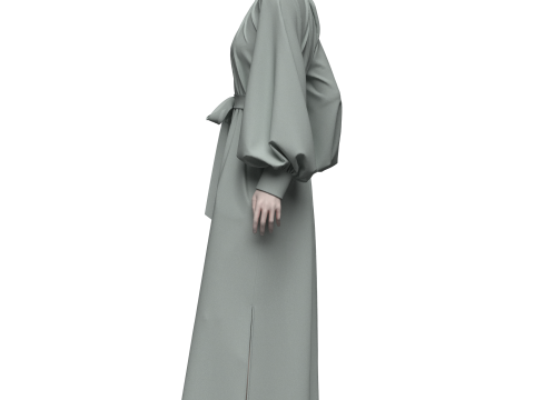 Female Everyday Stripe Maxi Shirt Dress 3D Модель