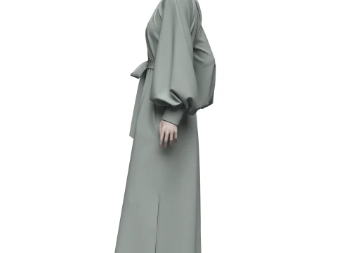 Female Everyday Stripe Maxi Shirt Dress 3D Model