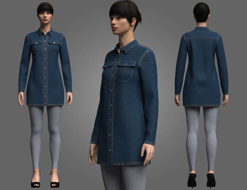 Female Denim Dress and Legging 3D मॉडल .c4d .max .obj .3ds .fbx .stl .blend