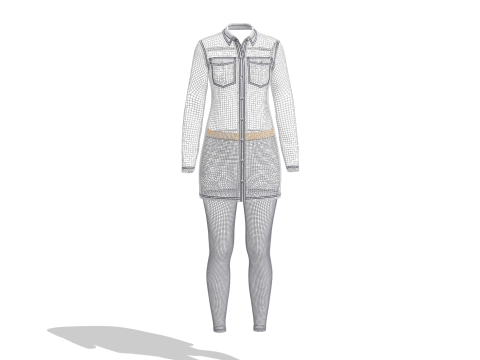 Female Denim Dress and Legging 3D मॉडल
