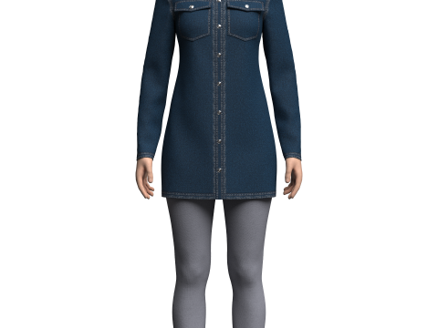 Female Denim Dress and Legging 3D मॉडल
