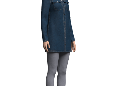 Female Denim Dress and Legging 3D मॉडल