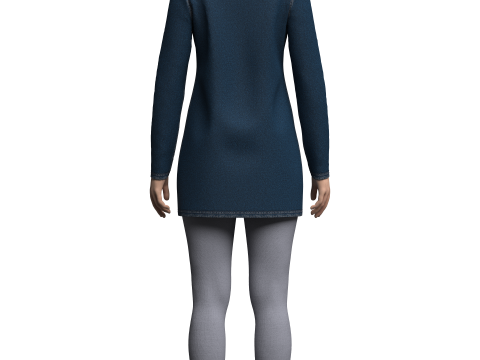Female Denim Dress and Legging 3D मॉडल