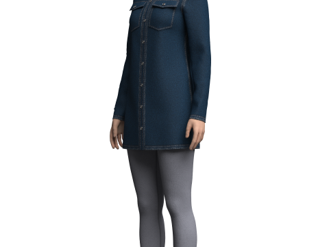 Female Denim Dress and Legging 3D मॉडल