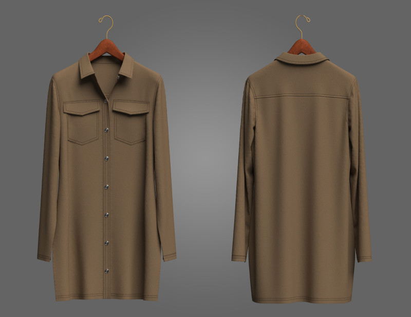 Female Denim Dress On Hanger Modelo 3D .c4d .max .obj .3ds .fbx .stl .blend