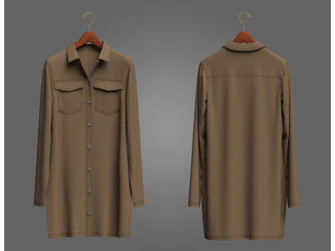 Female Denim Dress On Hanger 3D Модель