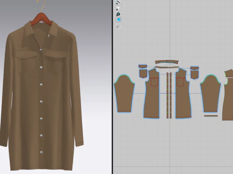 Female Denim Dress On Hanger 3D Model