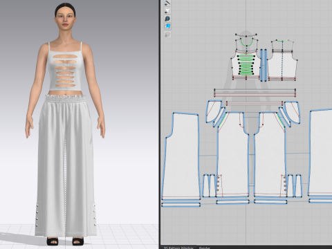Female flair Pant 3D 모델