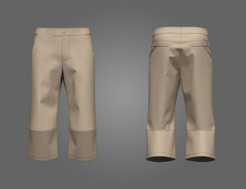 Male Hiking Capri Pant 3D Модель .c4d .max .obj .3ds .fbx .stl .blend