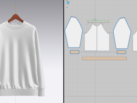 Unisex Raglan Sweatshirt 3D 모델