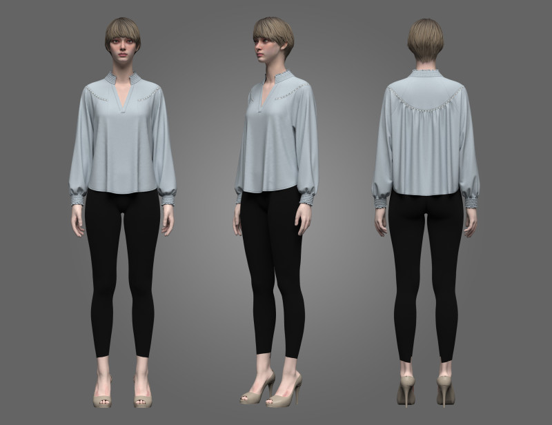 Female Raglan Blouse 3D Model .c4d .max .obj .3ds .fbx .stl .blend
