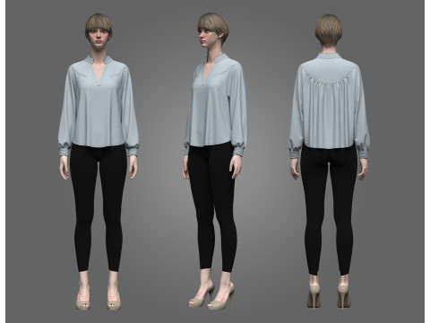 Female Raglan Blouse 3D Model