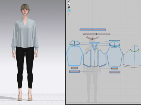 Female Raglan Blouse 3D Model