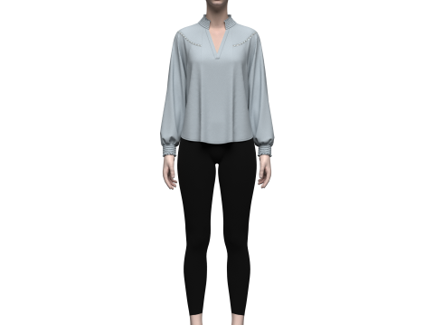 Female Raglan Blouse 3D Model