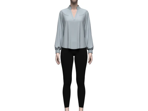 Female Raglan Blouse 3D Model