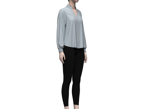 Female Raglan Blouse 3D Model
