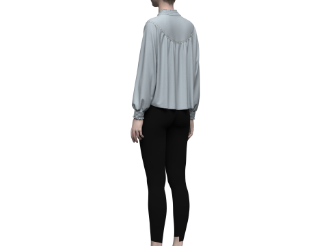 Female Raglan Blouse 3D Model