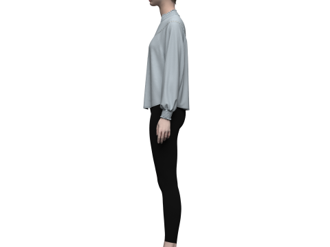 Female Raglan Blouse 3D Model