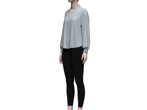 Female Raglan Blouse 3D Model
